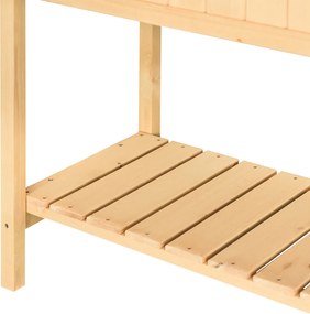 Outsunny Stół Ogrodowy do Sadzenia Drewno Jodłowe 6 Przegródek z Odpływem Półka Naturalny 120x60x81cm | Aosom PL