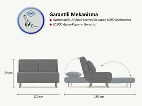 Sofa rozkładana Folde 2 jasnoszara