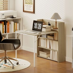 HOMCOM Stół składany z półką, design industrialny, oszczędzający miejsce, do małych pomieszczeń, 78,5 x 91 x 93 cm, dąb