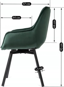 Krzesło Tapicerowane Obrotowe do Salonu LUNA Zielone Welurowe Nowoczesne Loft