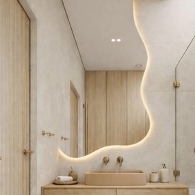 Lustro asymetryczne z podświetleniem FLOW Corner LED | Różne rozmiary | Różne kolory : Kolor tafli szkła - Grafit, Rozmiar - 120 x 214,5 cm, Wersja - Lewa