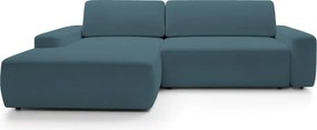 Narożnik BOULI Lewostronny z Elektryczną Regulacją wolnostojący tkanina Raven 86 Turkusowy DOMO HOME