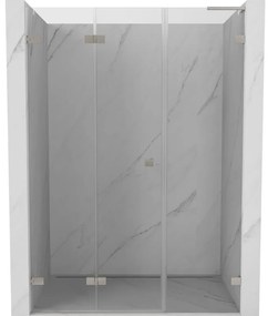 Mexen Lunar-F L drzwi prysznicowe składane lewe 130 cm, transparent, nikiel szczotkowany - 836SL-130-050-97-00-L