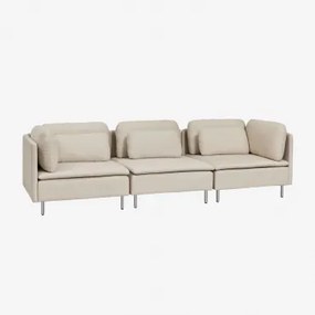 Sofa Modułowy 3-częściowy Oriol Tkaniny Beżowy Krem - Sklum