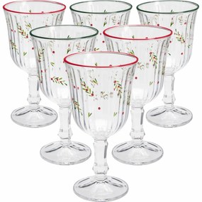 Zestaw 6 kieliszków świątecznych do wina Xmas Leaves 240 ml