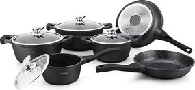Zestaw garnków w efekcie marmuru - 13 elementów, nieprzywierający i antybakteryjny
