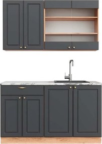 Pojedyncza kuchnia anthracite country house/gold kraft oak 140x60x81.6 fame-line