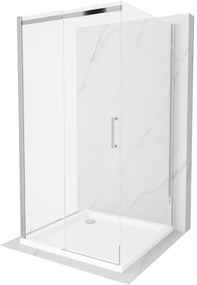 Mexen Omega kabina prysznicowa 3-ścienna, rozsuwana 100 x 100 cm, transparent, chrom + brodzik Flat - 825-100-100-01-00-3s-4010