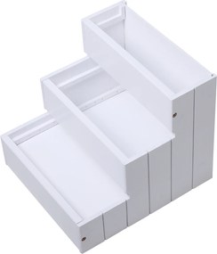 PawHut Schody dla psa i kota drewniane sosnowe z wykładziną rampy schowek stopnie 40,5 x 44,5 x 38 cm dla małych zwierząt białe | Aosom PL