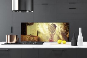 Panel Szklany Artystyczny Portret Na Drewnie