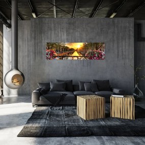 Obraz - Wschód słońca w Amsterdamie (170x50 cm)