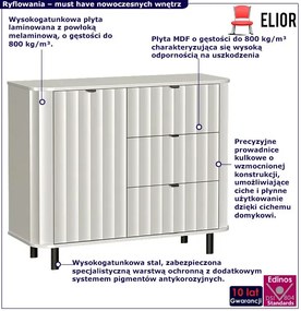 Biała komoda ryflowana z 3 szufladami N5-F65