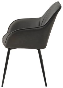 Ciemnoszare krzesła z imitacji skóry z podłokietnikami zestaw 2 szt. Nolan Stripe – Unique Furniture