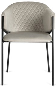 Krzesło Tapicerowane do Salonu INNES 2 Szare Welurowe Nowoczesne Loft