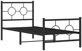 Czarne metalowe łóżko loftowe z zagłówkiem 80x200 cm - SLIM