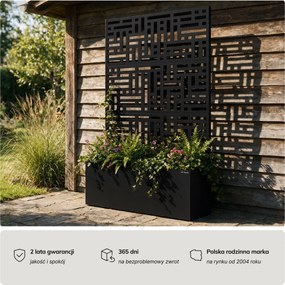 Pergola ogrodowa metalowa z donicą czarna 3in1, 1200x1800x300 mm: ROSE
