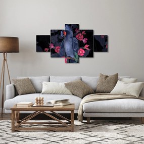 Obraz - Papuga wśród kwiatów (125x70 cm)