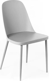 Zestaw 4 nowoczesnych krzeseł „Paola” z jasnoszarego polipropylenu z malowanymi metalowymi nogami
