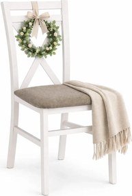 Białe drewniane krzesło skandynawskie krzyżak K4-S06