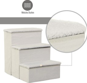 PawHut Schody dla Zwierząt Schodki Składane z Schowkiem MDF Biały 40x54x48 cm | Aosom PL