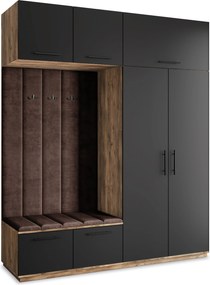 Masseno Garderoba REMA 200/240/60 cm Nowoczesna Szafa do Przedpokoju Dąb lefkas, MONOLITH 29 (Brązowy)