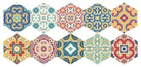 Zestaw 10 naklejek na podłogę Ambiance Floor Stickers Hexagons Lorena, 40x90 cm