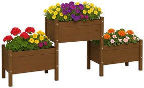 Brązowa drewniana donica do ogrodu R8-N10