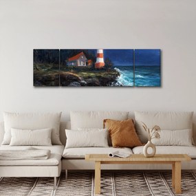 Obraz - Latarnia morska na brzegu oceanu, akwarela (170x50 cm)