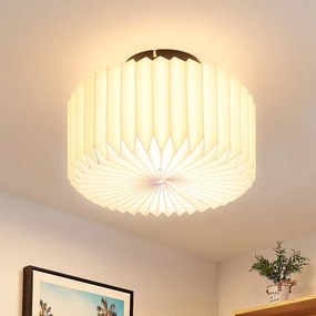 NETTLIFE Lampa sufitowa do salonu, lampa sufitowa w stylu vintage - biała lampa kuchenna, abażur papierowy, wzór industrialny G9