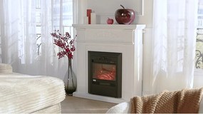 Kominek elektryczny wolnostojący - Z gzymsem - szer. 98 x gł. 26 x wys. 100,8 cm - Biały - OTEMANU