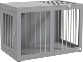 PawHut Buda dla psa, Klatka dla psa, Transportowa klatka dla psów, 2 drzwi, zamykane na klucz, Kratki ze stali, 80 cm x 50 cm x 56,5 cm, Szary