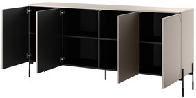 Komoda czterodrzwiowa na metalowych nogach Sonatia 200 cm - kaszmir