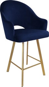 Hoker Velvet krzesło barowe tkanina Welur podstawa metalowa : Kolor nogi - Złota profil, Kolor tkaniny - VELVET - MG16, Typ siedziska - Siedzisko stałe