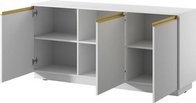 Komoda: 3 drzwi, 6 półek, Biały Matowy, 153,4 cm x 71,6 cm x 39 cm