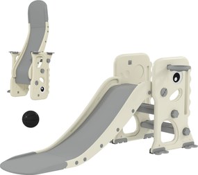 AIYAPLAY Zjeżdżalnia dla dzieci 3 w 1 z ścianką wspinaczkową, koszem do koszykówki i piłką, składana zjeżdżalnia do użytku w pomieszczeniach dla dzieci 2-5 lat