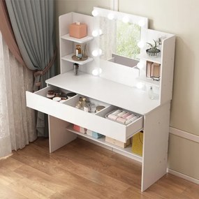 Toaletka kosmetyczna z lustrem LED 110 cm – nowoczesna toaletka do makijażu i wizażu w stylu loft