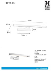 Kinkiet LED w kolorze srebra (długość 38 cm) Neptunus – Markslöjd