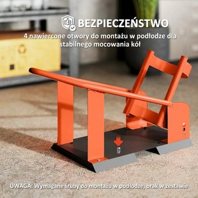 HOMCOM Stojak motocyklowy do przedniego koła 38,1-53,34 cm, 381-533,4 mm, regulowany klocek pod koło, nośność 816,5 kg, Pomarańczowy | Aosom PL