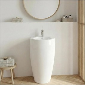 Biała ceramiczna umywalka na postumencie 52x85x53cm BOSTON