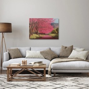 Obraz na szkle kwitnących drzew (70x50 cm)