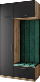 Masseno Garderoba REMA 120/240/60 cm Nowoczesna Szafa do Przedpokoju Dąb wotan, MONOLITH 37 (Butelkowa zieleń)