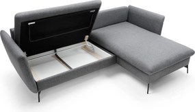 Masseno Narożnik FERRO z funkcją spania i pojemnikiem na pościel Narozniki L, Rozkładana sofa - Grafitowy, SOLID 99