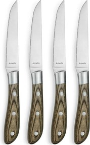 Zestaw 4 noży do steków Achille Bois de pakka od Amefa