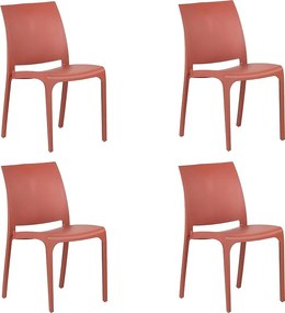 Krzesło żywiczne sztaplowane, wyprodukowane we Włoszech, przeznaczone do użytku wewnątrz i na zewnątrz, SOFIA Red, 4 sztuki