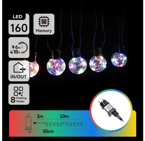 Aigostar - zewnętrzny dekoracyjny łańcuch świetlny LED RGBY, 160 diod LED, 3,6 W, 230 V, 10 m, IP44