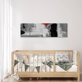 Obraz - Zakochana para pod parasolem, czerwony (170x50 cm)