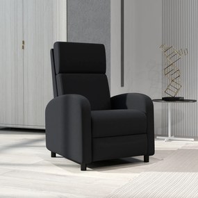 HOMCOM Fotel relaksacyjny, fotel telewizyjny z funkcją leżenia, tapicerowany, z regulowanym oparciem, podnóżek, czarny