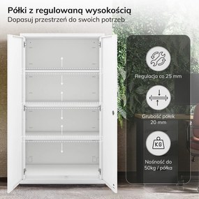 Szafa metalowa wielofunkcyjna Megan z szufladą, biała