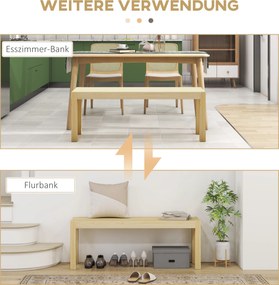 HOMCOM Drewniana ławka kuchenna 3-osobowa z drewna sosnowego 120x33x45 cm naturalny kolor | Aosom PL