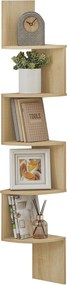Narożna półka ścienna ESTANTE, 5 półek w dekorze dąb artisan, 126x20cm